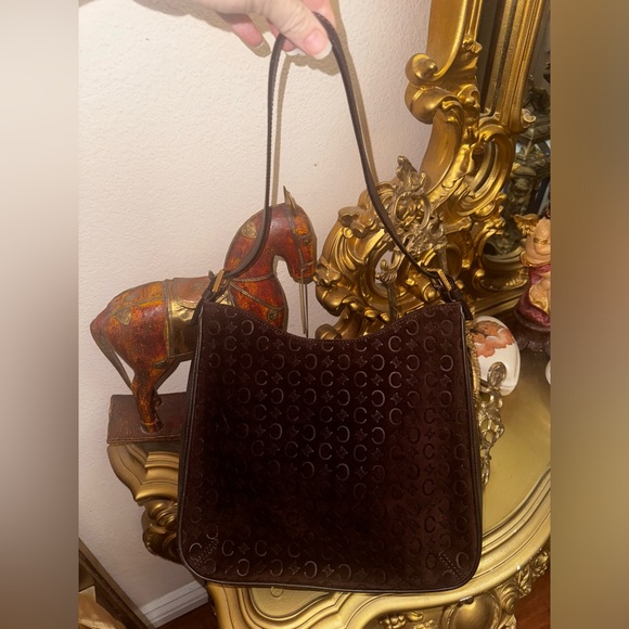 Celine bag monogram vintage purse suede C all over print good hardware - Picture 15 of 15